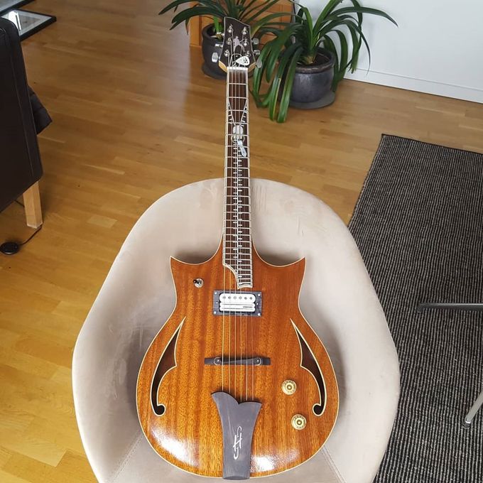 HollowBody guitar med perlemors gribebrætsdetalje